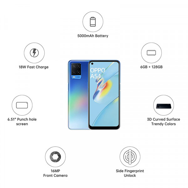 Oppo A54 BLUE 800 X 800 LEFT phonewale ahmedabad android phone online lowest price ahmdeabad surat baroda gujarat rajkot palanpur navasri india